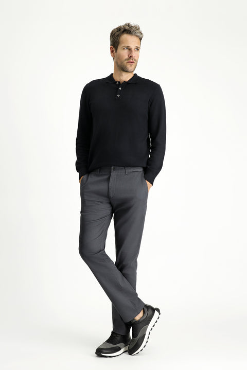 Mid Smoke Regular Fit Standard Cut Lycra Canvas / Chino Trousers