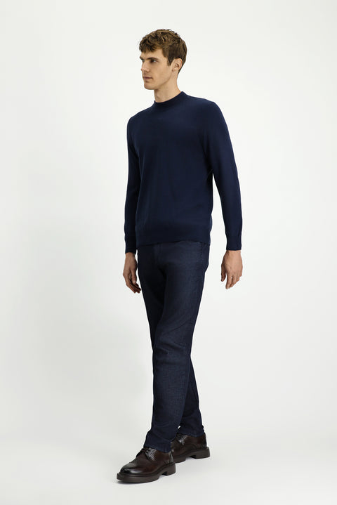 Açık Lacivert Regular Fit Standart Kesim Likralı Saten Kanvas / Chino Pantolon