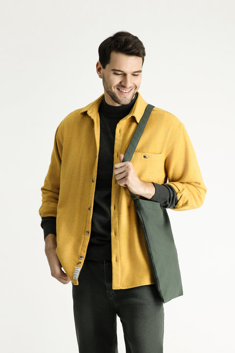 Mustard Yellow Long Sleeve Oversize Lumberjack Cotton Easy-Iron Shirt