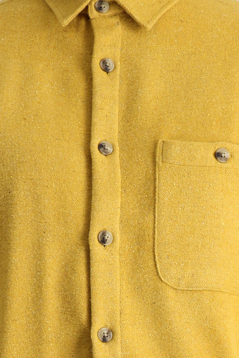 Mustard Yellow Long Sleeve Oversize Lumberjack Cotton Easy-Iron Shirt