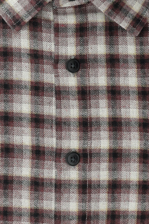 Light Burgundy Plus Size Long Sleeve Regular Fit Lumberjack Plaid Cotton Easy-Iron Pocket Shirt