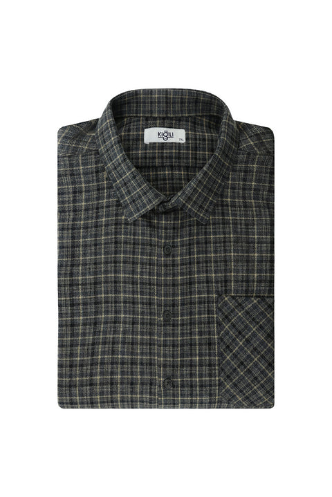 Light Black Plus Size Long Sleeve Plaid Cotton Easy-Iron Pocketed Lumberjack Shirt