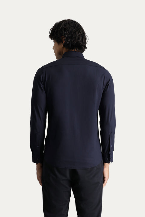 Koyu Lacivert Techno-Line Uzun Kol Slim Fit Dar Kesim Gömlek