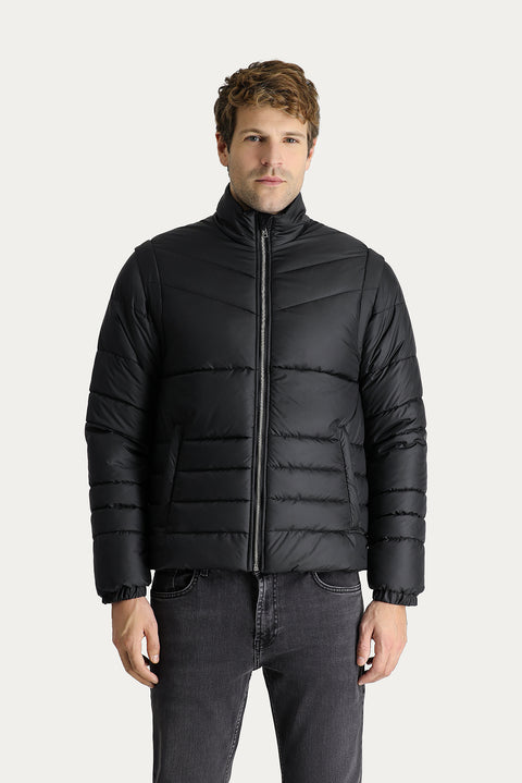 Black Slim Fit Narrow Cut Padded Sports Jacket