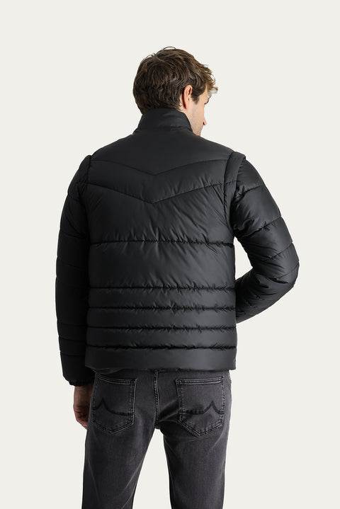 Black Slim Fit Narrow Cut Padded Sports Jacket
