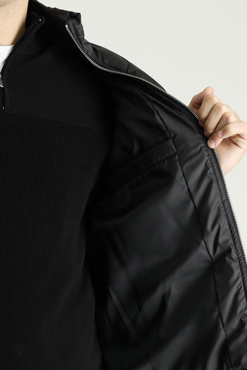 Black Slim Fit Narrow Cut Padded Sports Jacket