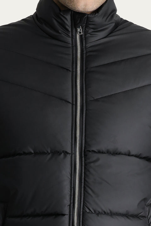 Black Slim Fit Narrow Cut Padded Sports Jacket