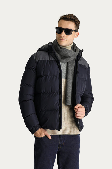 Dark Navy Slim Fit Hooded Sport Jacket