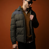Medium Khaki Slim Fit Hooded Sport Jacket