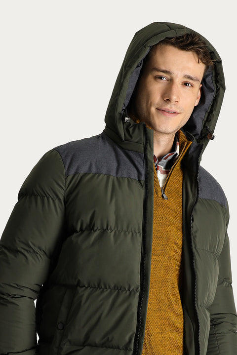 Medium Khaki Slim Fit Hooded Sport Jacket