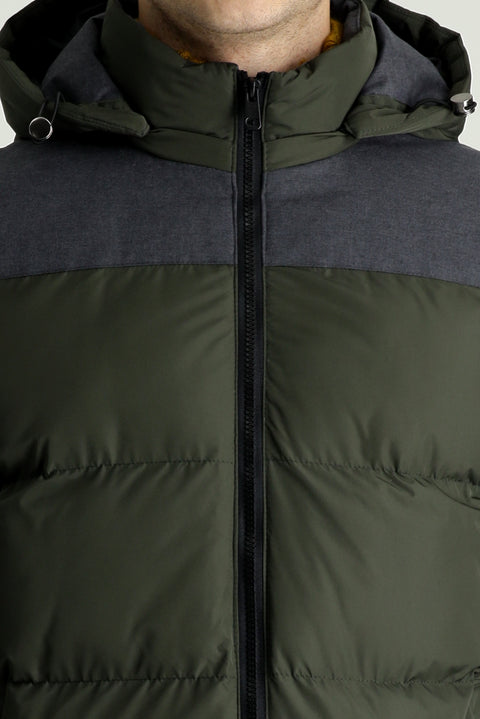 Medium Khaki Slim Fit Hooded Sport Jacket