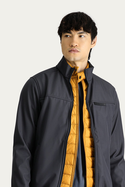 Orta Antrasit Slim Fit Dar Kesim Softshell Spor Mont