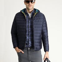 Dark Navy Hooded Quilted Sport Jacket