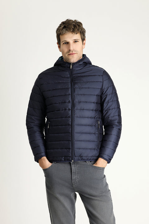 Dark Navy Hooded Quilted Sport Jacket