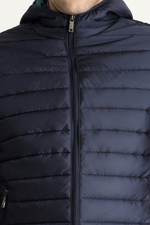 Dark Navy Hooded Quilted Sport Jacket
