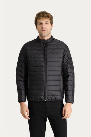 Siyah Dik Yaka Fermuarlı Cepli Kapitone Spor Mont