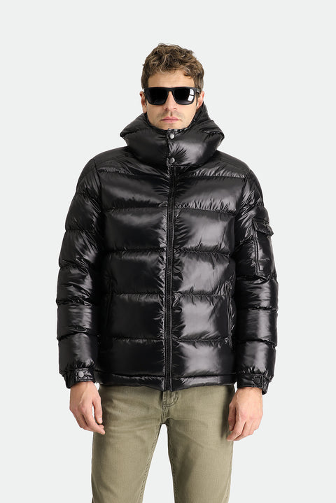 Black Hooded Padded Sports Jacket