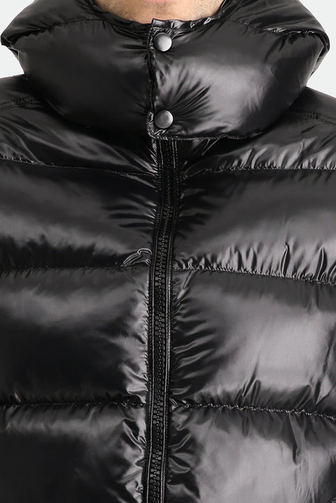 Black Hooded Padded Sports Jacket