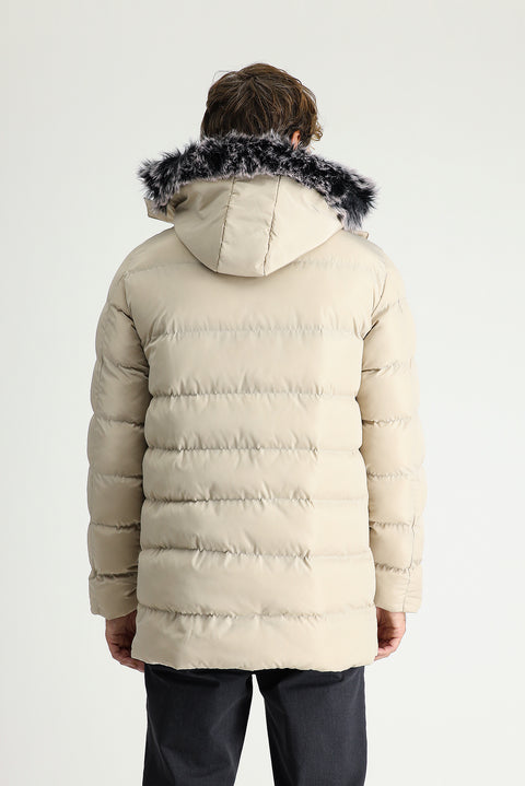 Stone Hooded Puffy Sports Jacket