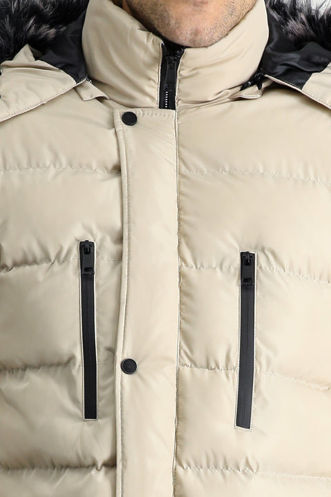 Stone Hooded Puffy Sports Jacket
