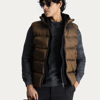 Medium Khaki Slim Fit Narrow Cut Hooded Puffer Vest