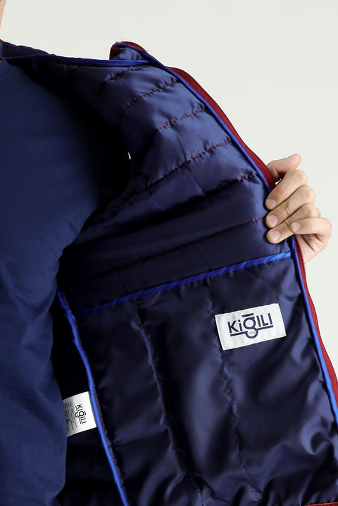 Dark Red Hooded Quilted Sports Vest