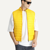 Yellow Quilted Padded Sports Vest