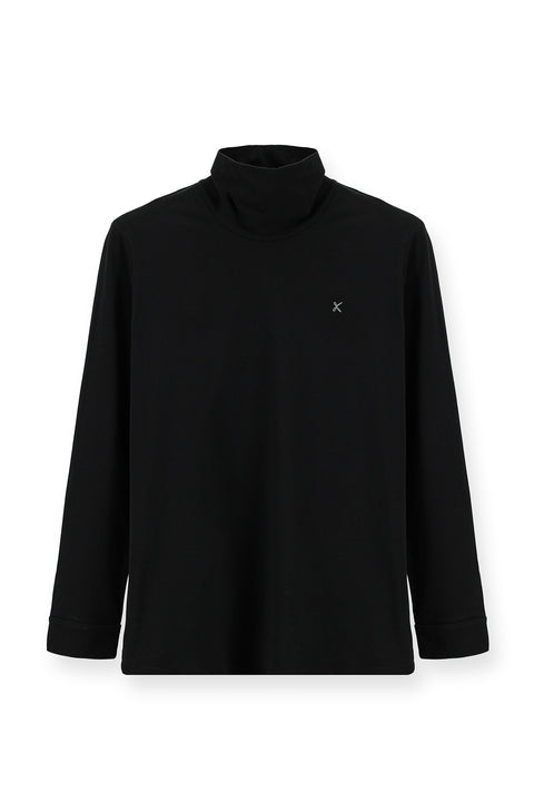 Black Turtleneck Slim Fit Cotton Sweatshirt