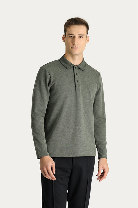 Dark Green Embroidered Polo Neck Sweatshirt