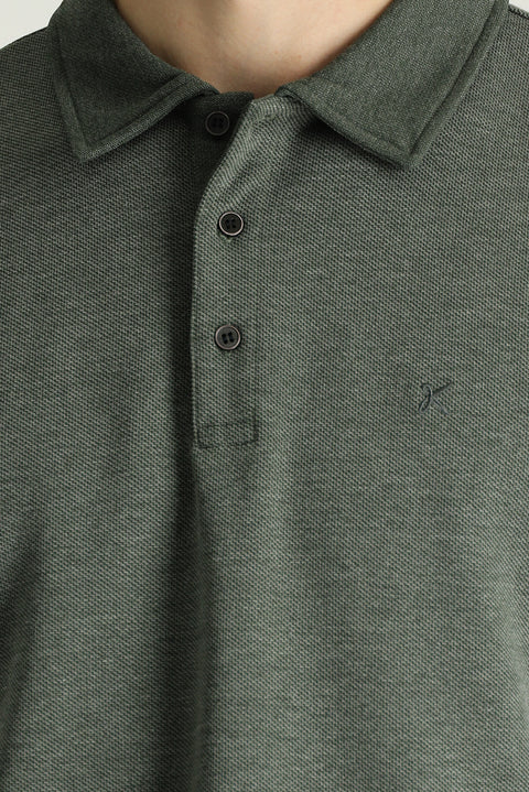 Dark Green Embroidered Polo Neck Sweatshirt