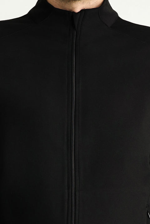 Siyah Slim Fit Dar Kesim Fermuarlı Sweatshirt