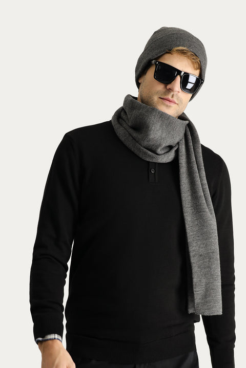 Siyah Polo Yaka Regular Fit Pamuklu Triko Kazak