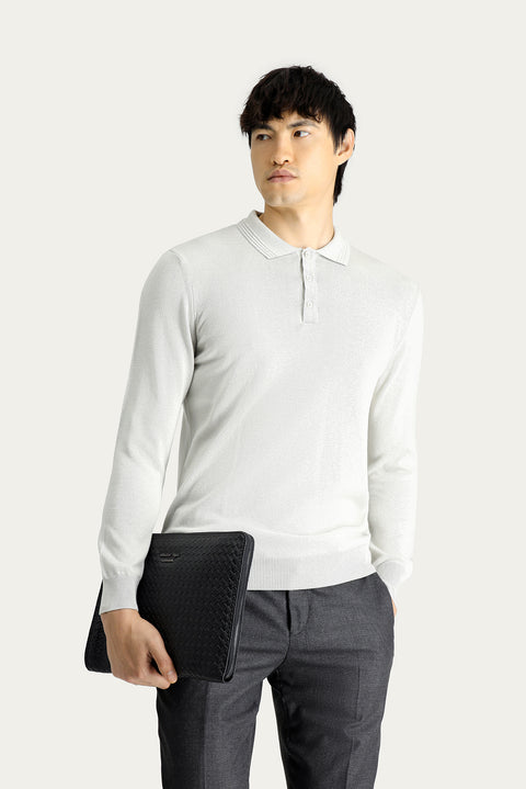 Stone Collar Regular Fit Cotton Knit Sweater