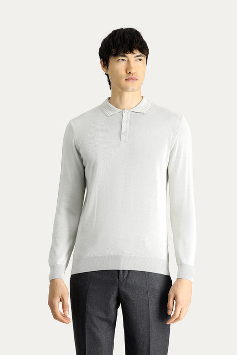 Stone Collar Regular Fit Cotton Knit Sweater
