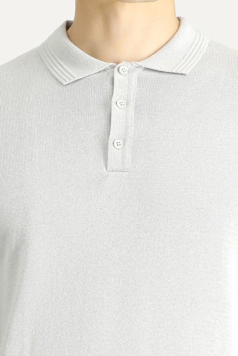 Stone Collar Regular Fit Cotton Knit Sweater