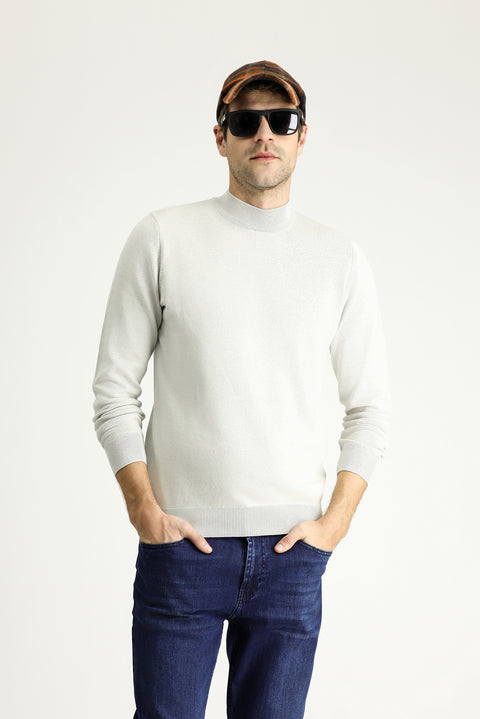 Stone Turtleneck Regular Fit Cotton Knit Sweater