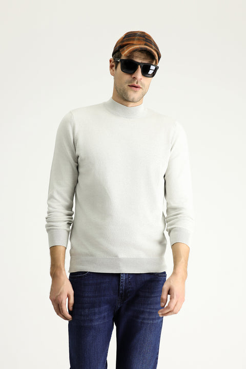 Stone Turtleneck Regular Fit Cotton Knit Sweater