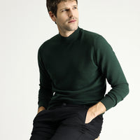 Forest Green Half Turtleneck Regular Fit Cotton Knit Sweater