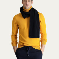Mustard Yellow Turtleneck Regular Fit Cotton Knit Sweater