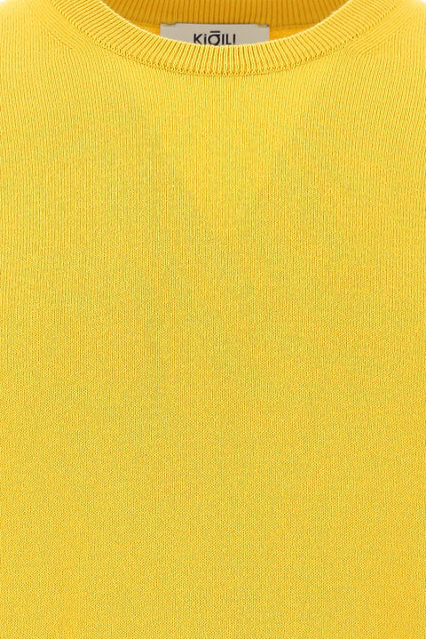 Dark Yellow Crew Neck Regular Fit Cotton Knit Sweater