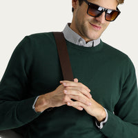 Forest Green Crew Neck Regular Fit Cotton Knit Sweater