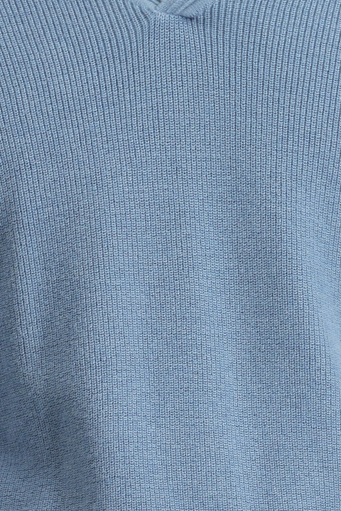 Aviator Blue Polo Collar Slim Fit Narrow Cut Patterned Cotton Wool Knit Sweater