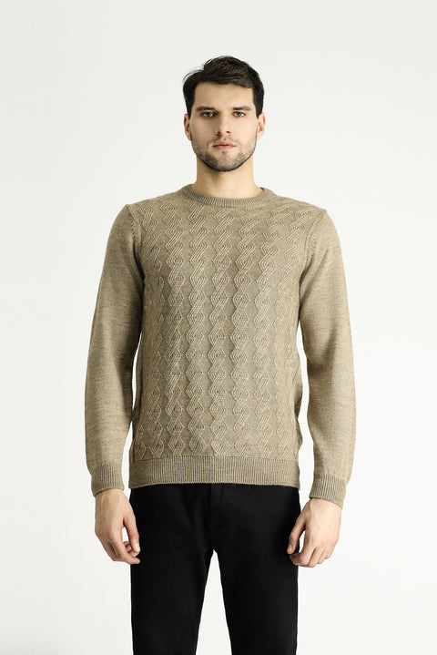 Orta Vizon Bisiklet Yaka Slim Fit Dar Kesim Desenli Triko Kazak