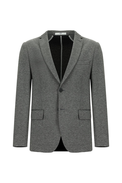 Koyu Antrasit 7 Drop Super Slim Fit Eksra Dar Kesim Klasik Desenli Örme Ceket