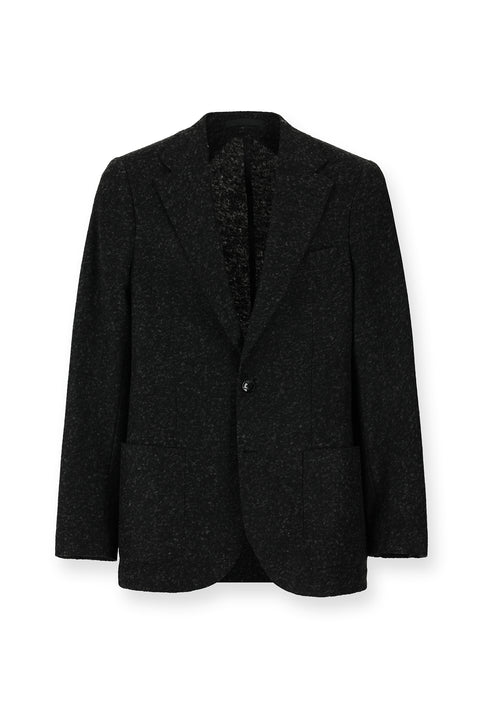 Black 7 Drop Slim Fit Patterned Italian Wool Jacket