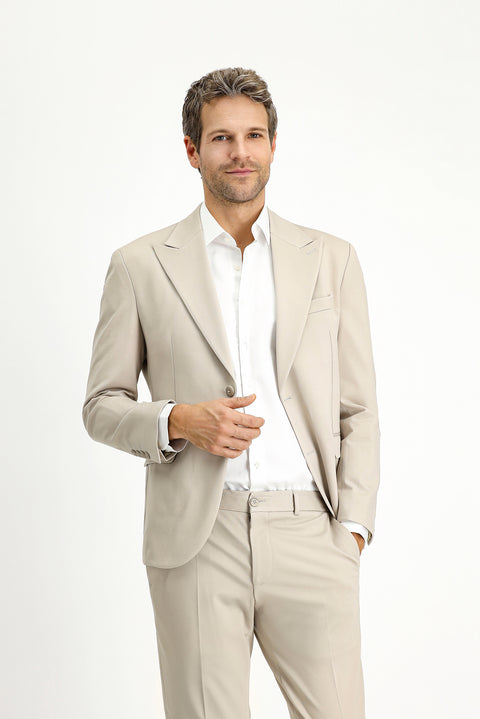 Light Beige Techno-Line 7 Drop Slim Fit Stretch Sport Knit Jacket