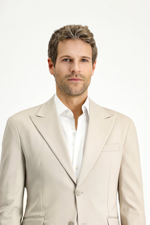 Light Beige Techno-Line 7 Drop Slim Fit Stretch Sport Knit Jacket