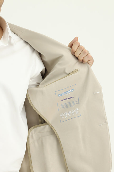 Light Beige Techno-Line 7 Drop Slim Fit Stretch Sport Knit Jacket