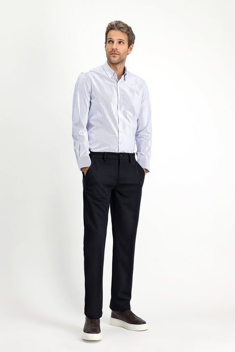 Dark Navy 7 Drop Slim Fit Narrow Cut Lycra Knit Classic Fabric Trousers