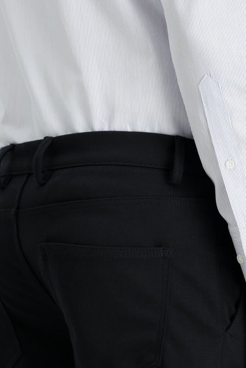 Dark Navy 7 Drop Slim Fit Narrow Cut Lycra Knit Classic Fabric Trousers